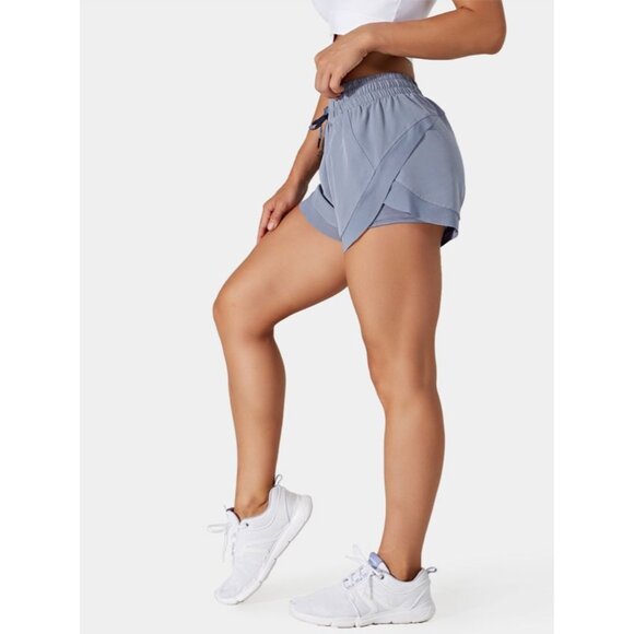 Halara Drawstring Contrast Mesh 2-in-1 Shorts Sz Small Womens Blue with Underlin - Picture 7 of 8